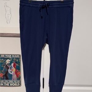 Kate Quinn Deep Blue Textured Joggers Large